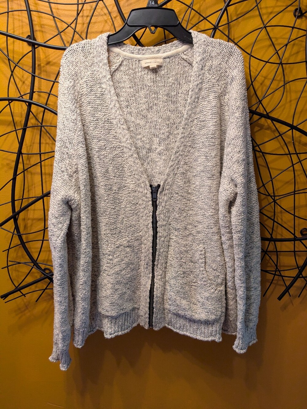 Silence + Noise Urban Outfitters Chunky Marled Knit Full-Zip Cardigan Sweater